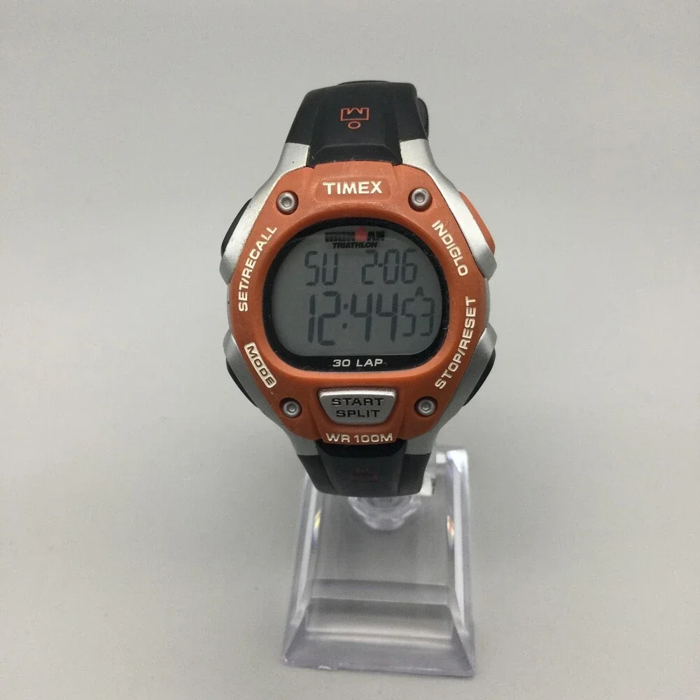 Timex Ironman Triathlon 30 Lap Mens Watch 38mm Digital Black Orange New Battery